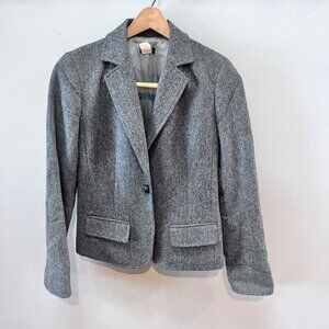 J.Crew Factory Womens Gray Herringbone Blazer‎ Jacket Size 2 Wool Blend